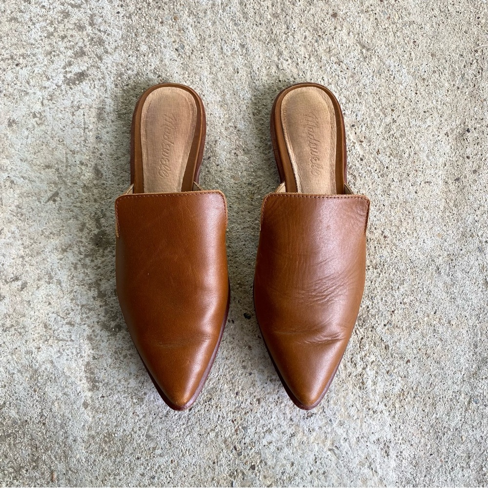 Madewell Leather Camel Colored “Gemma Mule” Size 6